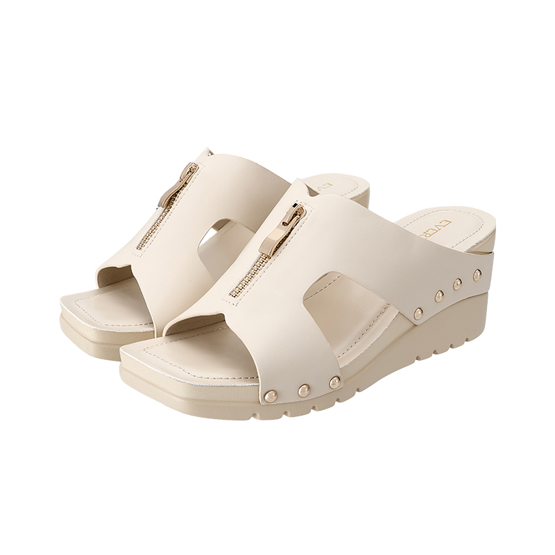 AMP0103 Front Zip Wedge Heel Sandals