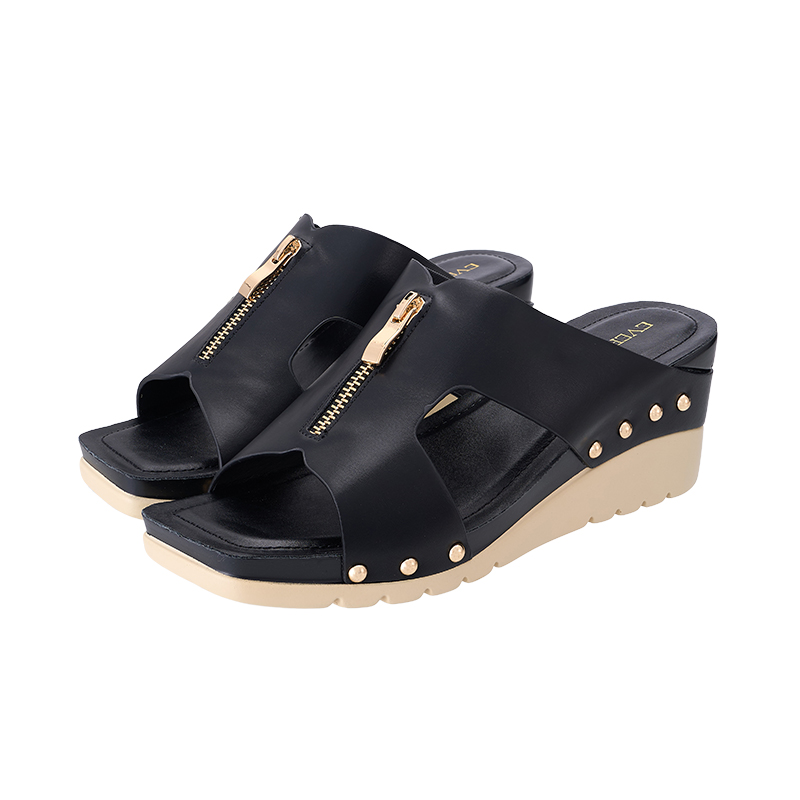 AMP0103 Front Zip Wedge Heel Sandals