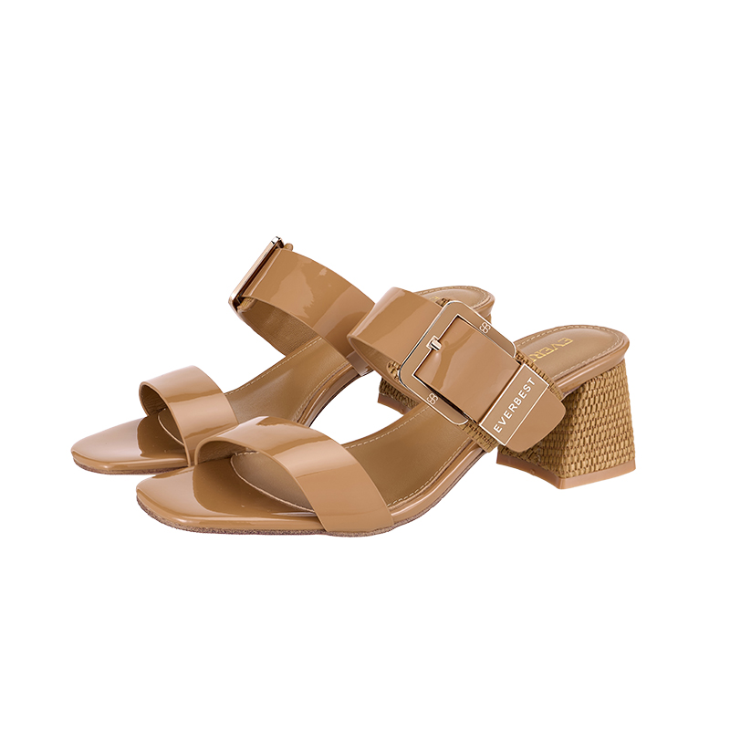 EHH2039 Woven Texture Block Heel Sandals