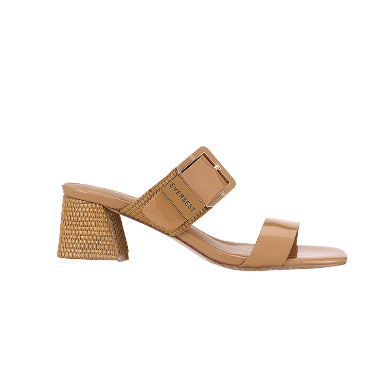 EHH2039 Woven Texture Block Heel Sandals
