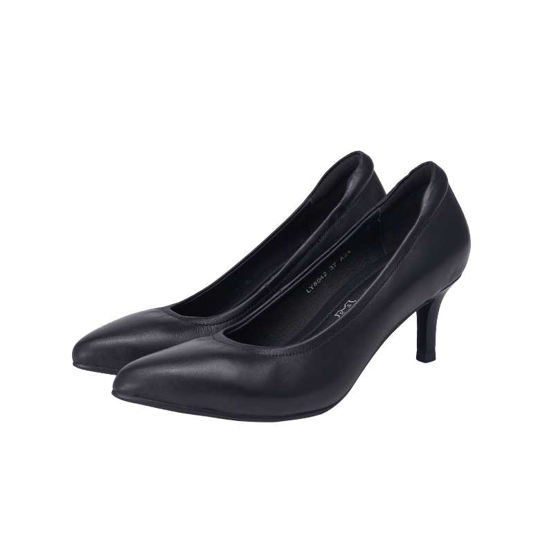 LY8042 Leather Classic Kitten Heel Shoes