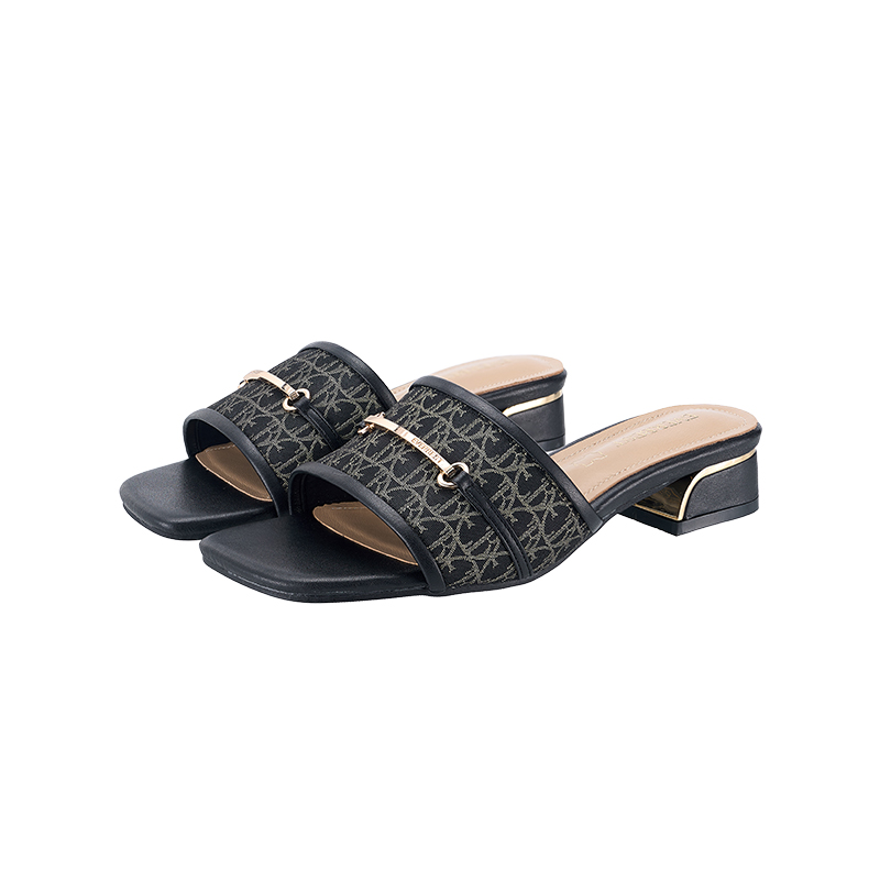 LY8047 Monogram Buckle Slip on Sandals
