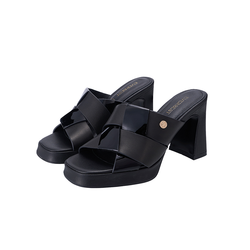 QH8843 Everbest Weave Platform Heel Slip-Ons Sandals
